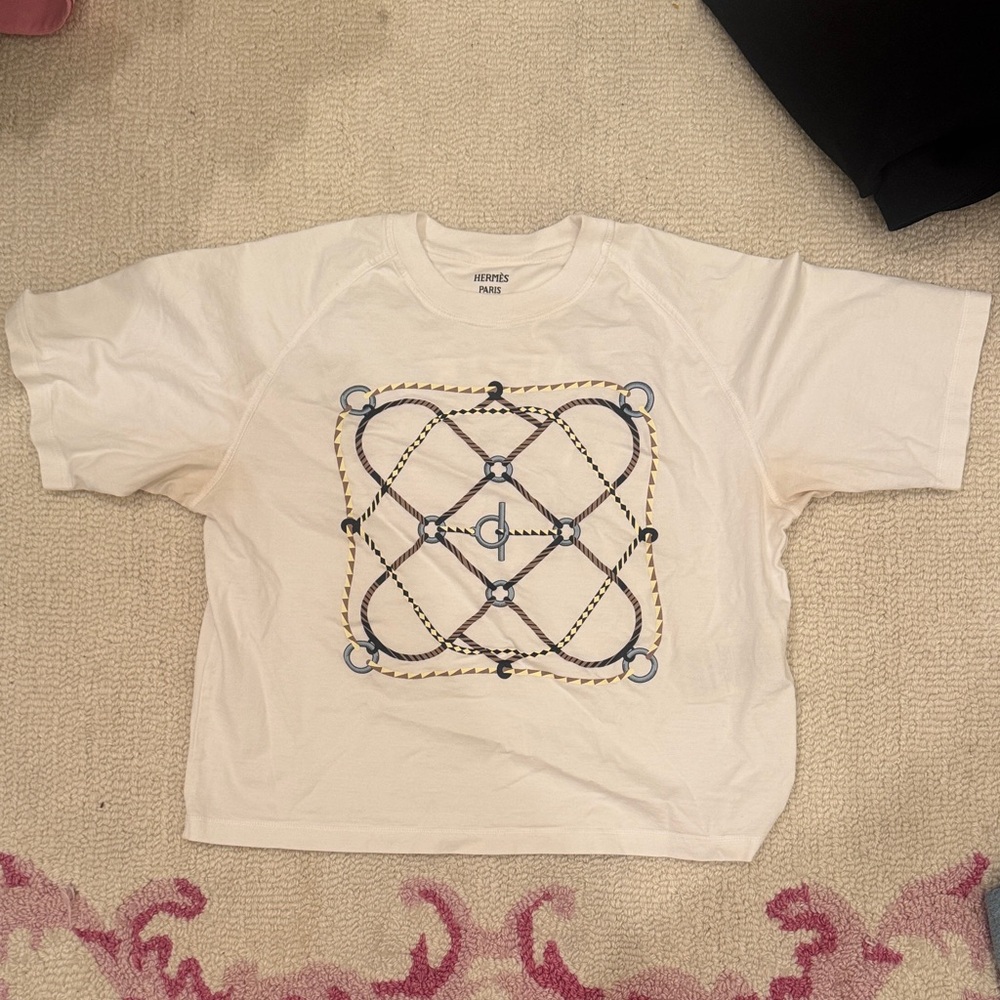 Hermes womens Cream Graphic Tee